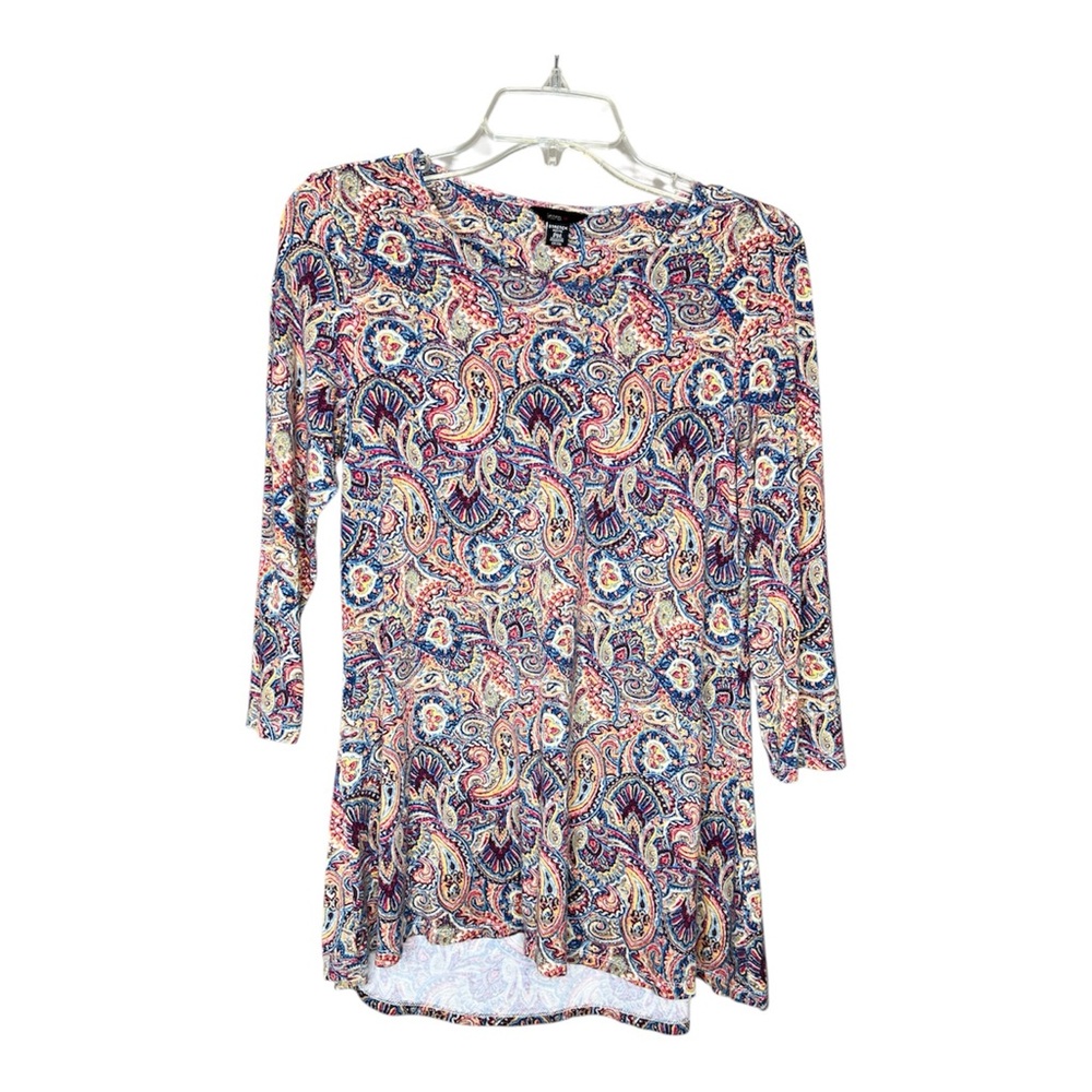 Intro. Women’s Multicolor Paisley Long Sleeve Tunic Top SZ PM